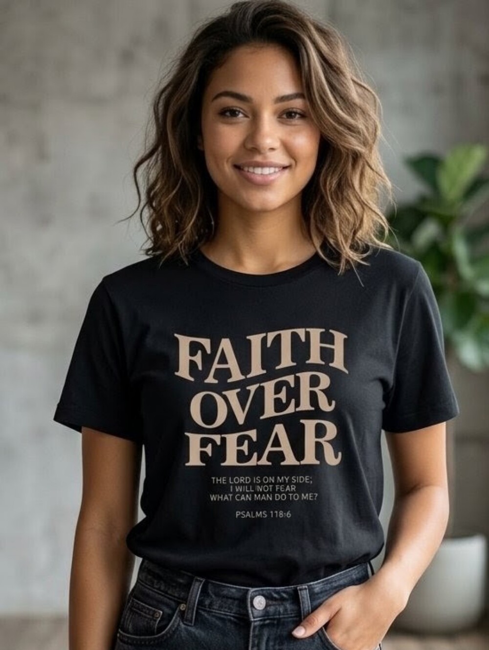 Faith Over Fear Graphic Tee - Black NWOT - Picture 1 of 5
